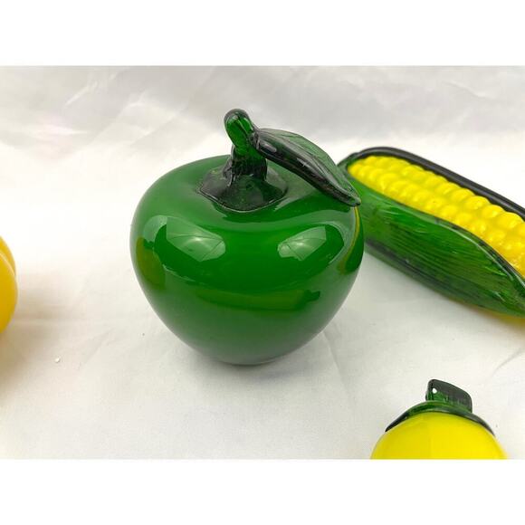 VTG Murano Style Hand Blown Glass Fruits & Vegetables Apple Squash Banana Corn - Picture 2 of 14